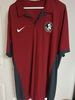 Nike Maroon and Gray Short-Sleeve Polo with Team Emblem